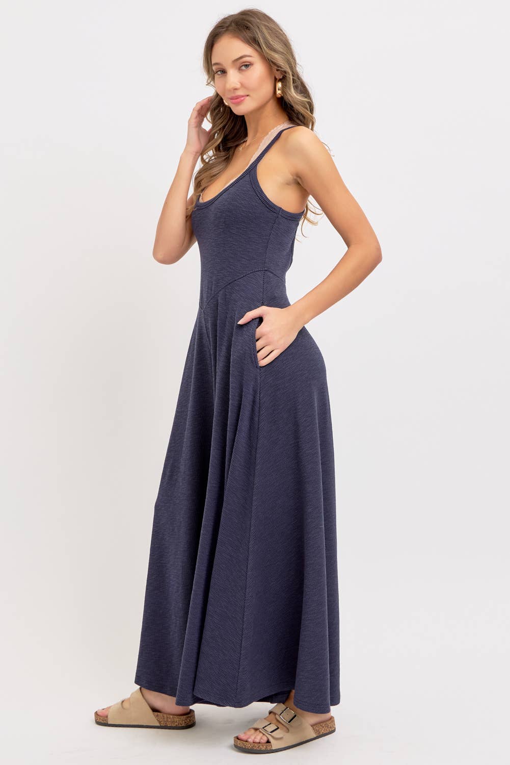 Relaxing Retreat (Navy) Wide Leg Jumpsuit