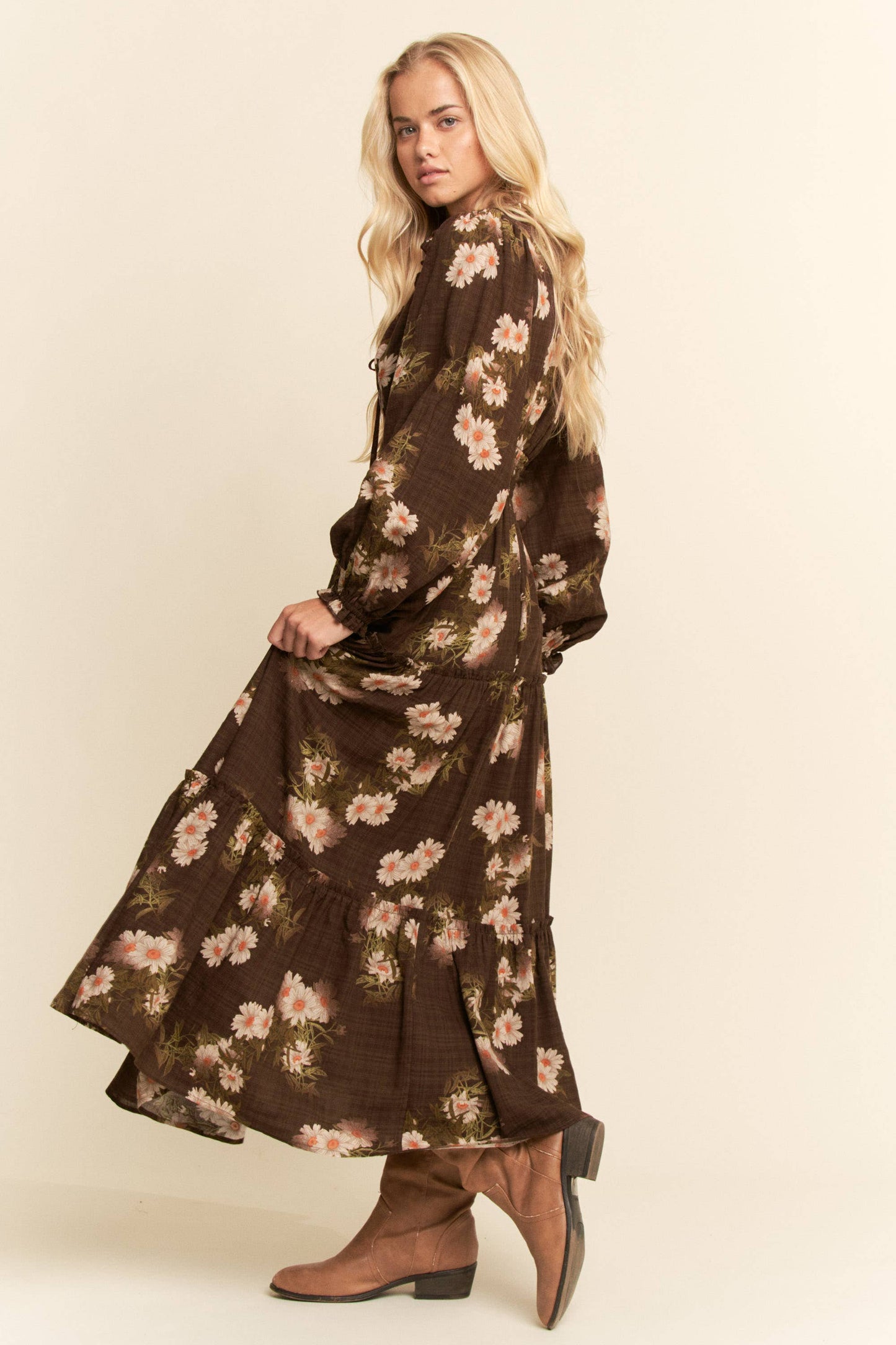 Timeless Treasure (Brn) Floral Print Dress