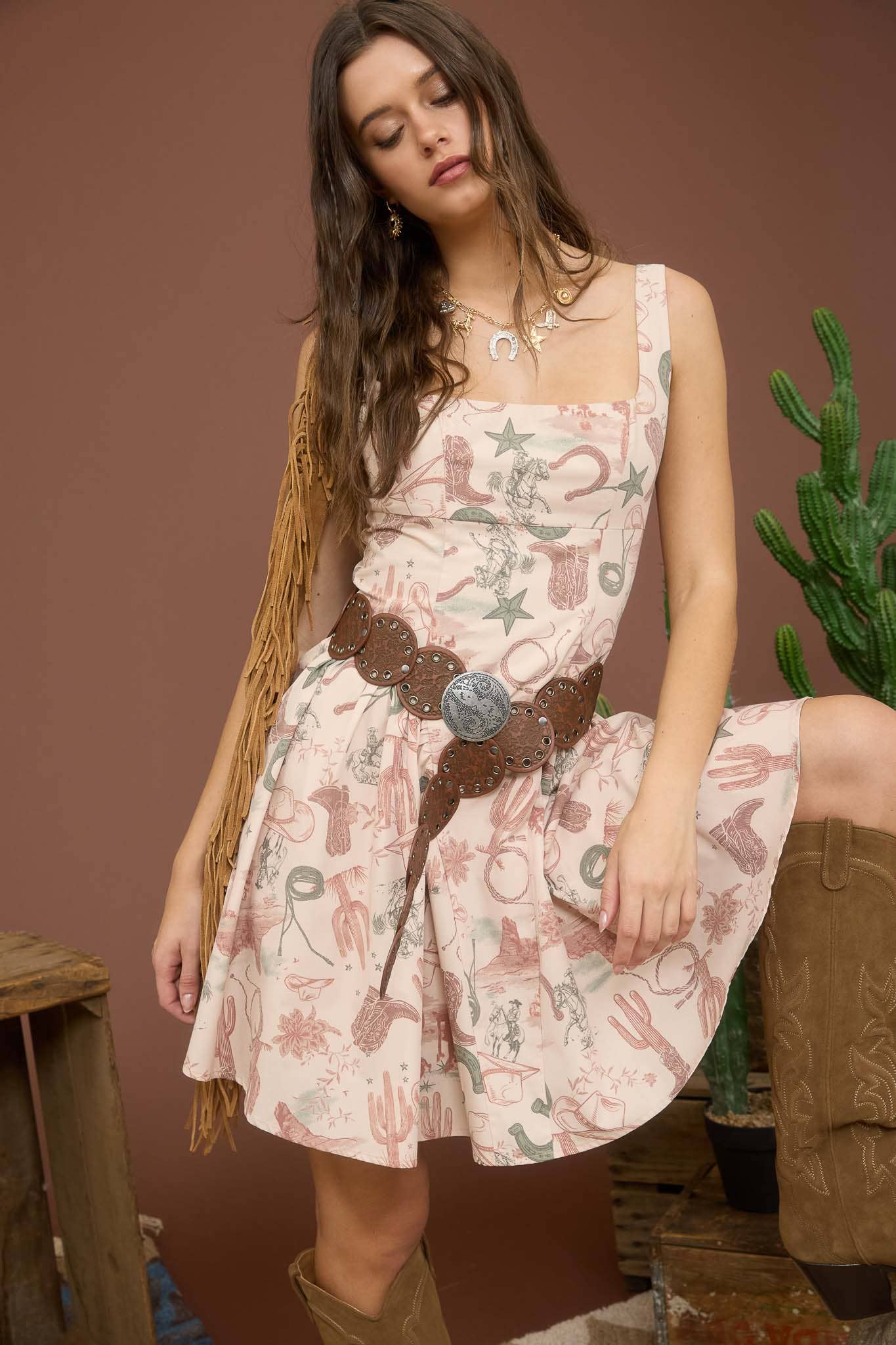 Rodeo Ready Western Print Dress Luxe Lizzies Rodeo Ready Western Print Dress Luxe Lizzies