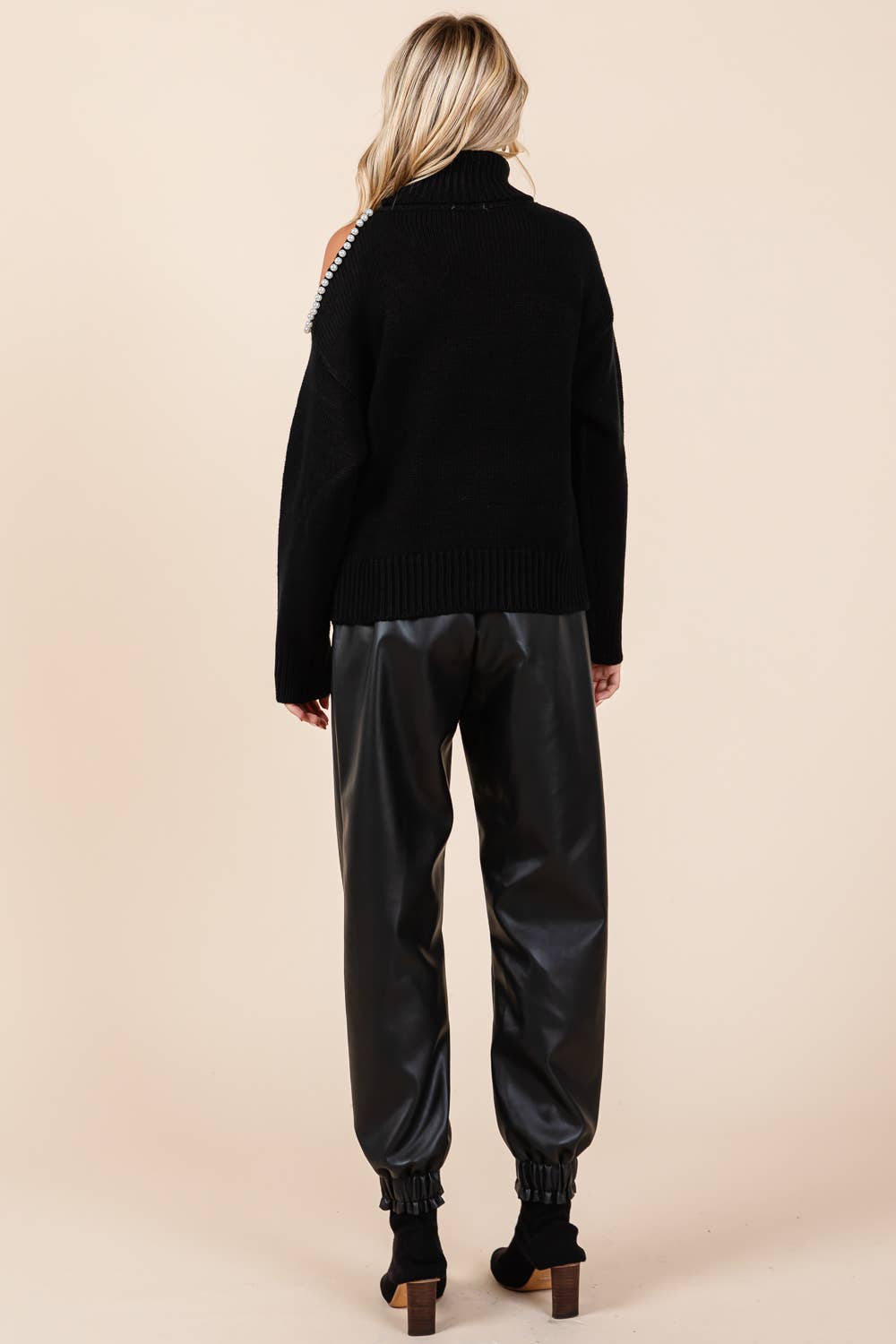 Old Money (Black) Pearl Accent Sweater