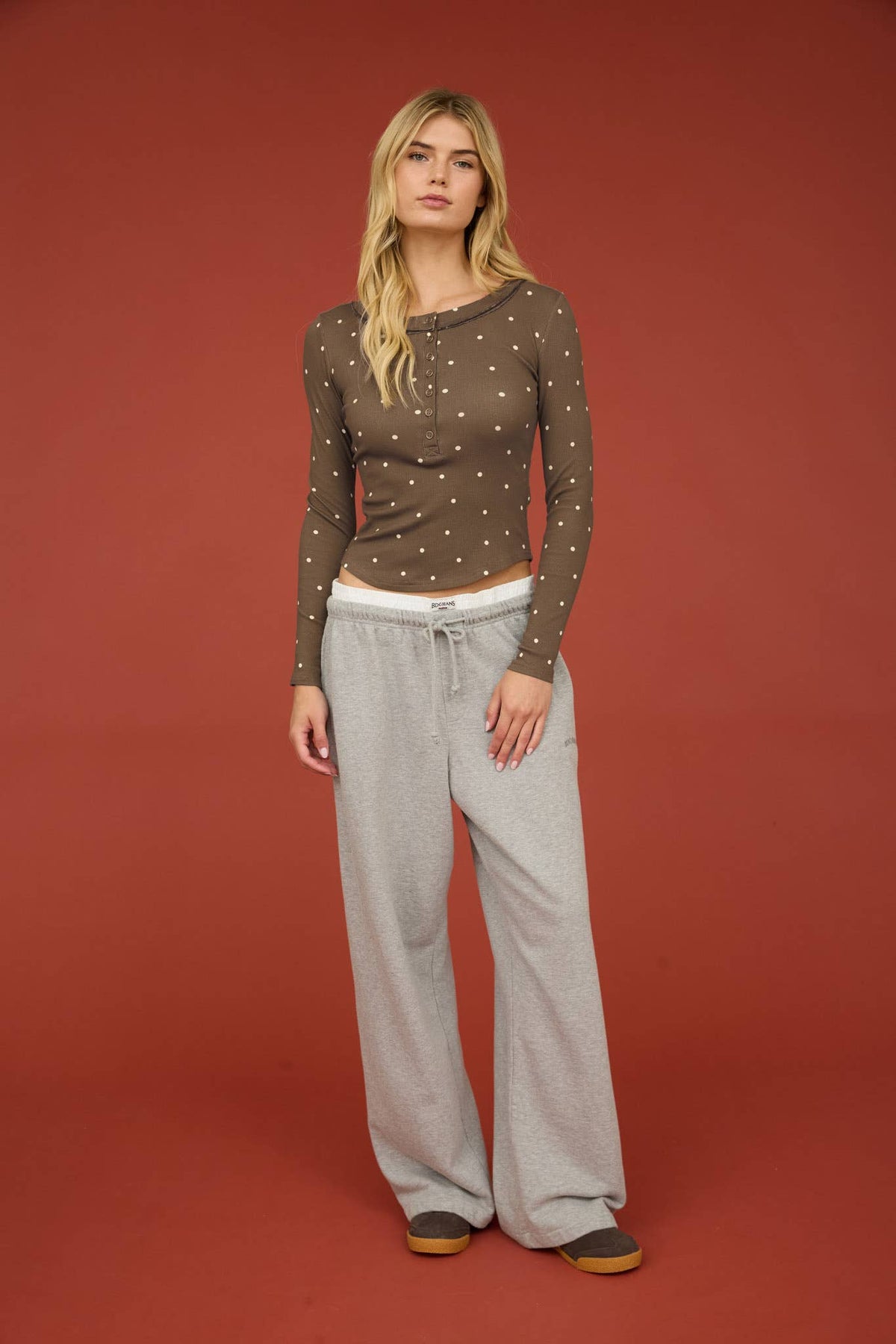 Connect The Dots (Brown) Henley Top