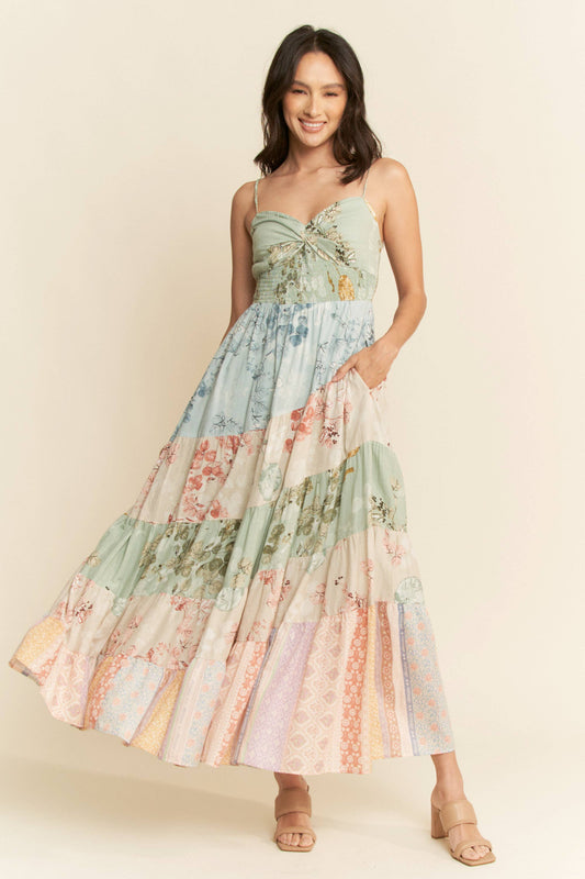 With A Twist Floral Mix Maxi Dress