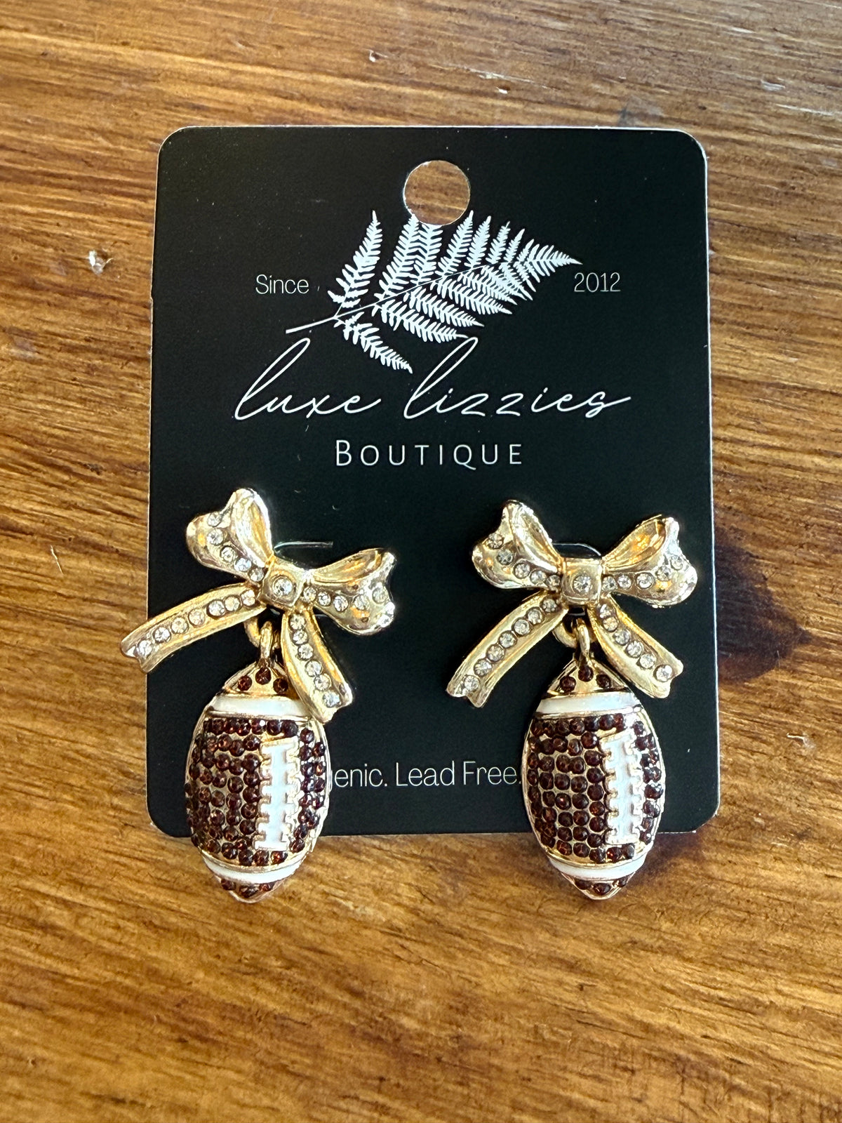 Blinged Bow & Football Earrings