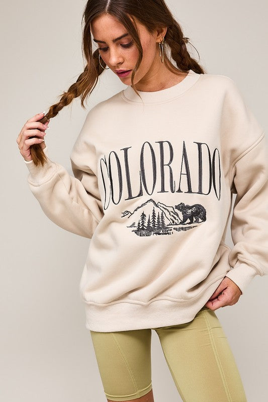Colorado (Beige) Embroidered Sweatshirt