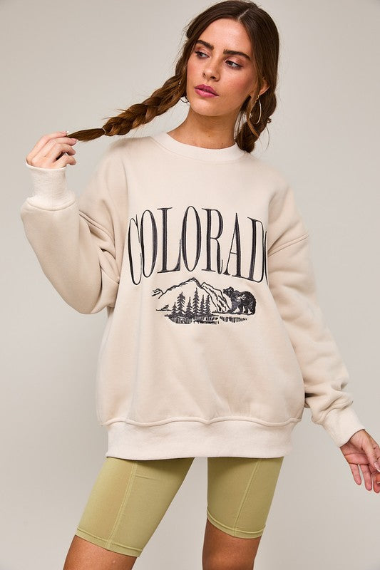 Colorado (Beige) Embroidered Sweatshirt
