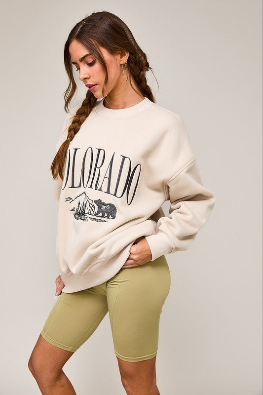 Colorado (Beige) Embroidered Sweatshirt