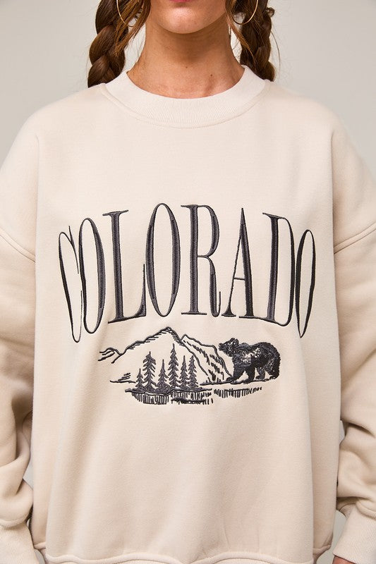 Colorado (Beige) Embroidered Sweatshirt