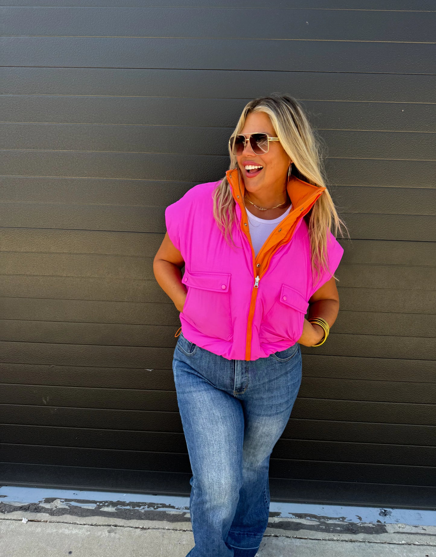 All You Reversible Puffer Vest (Pk/Orange)
