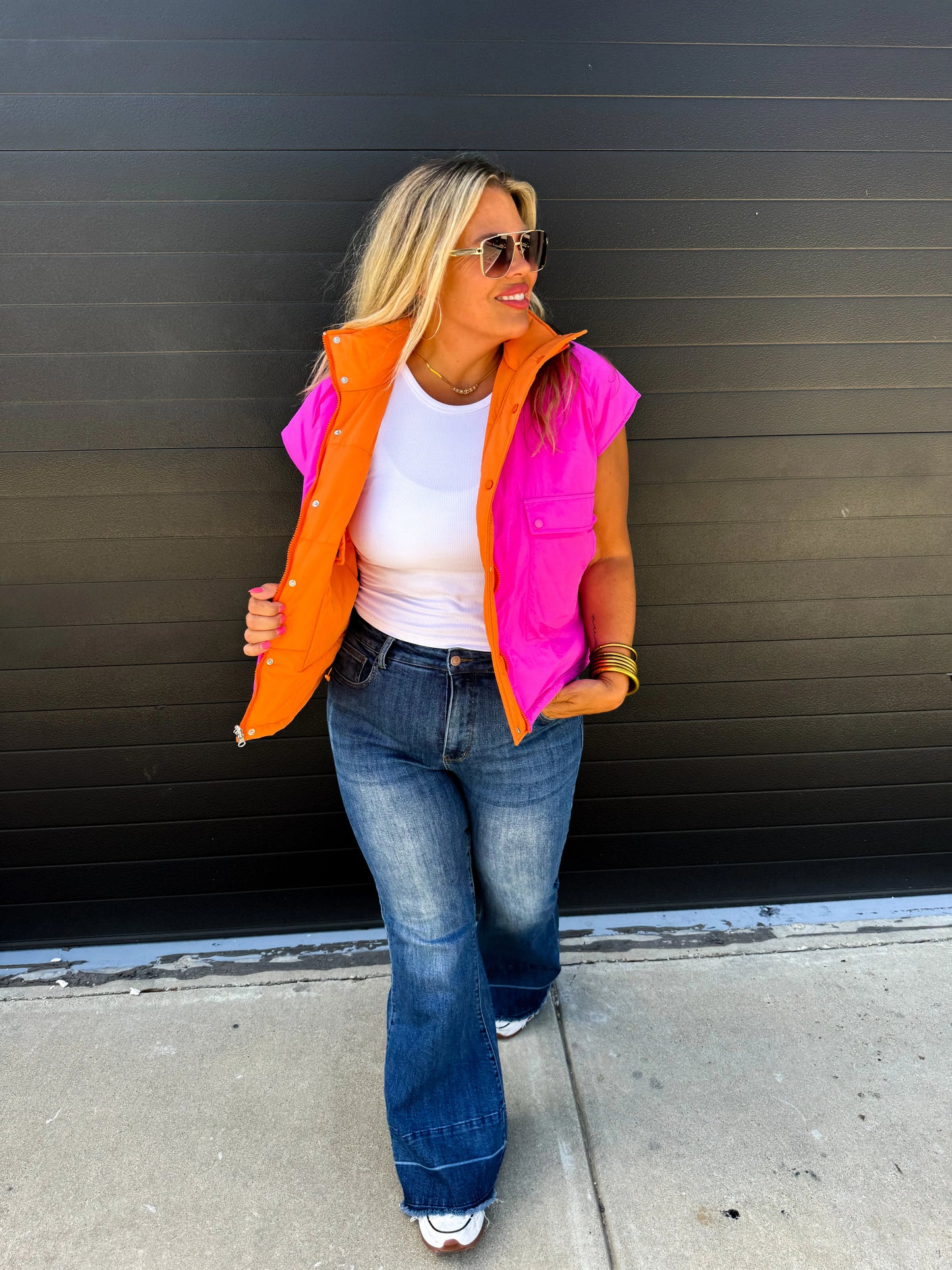 All You Reversible Puffer Vest (Pk/Orange)