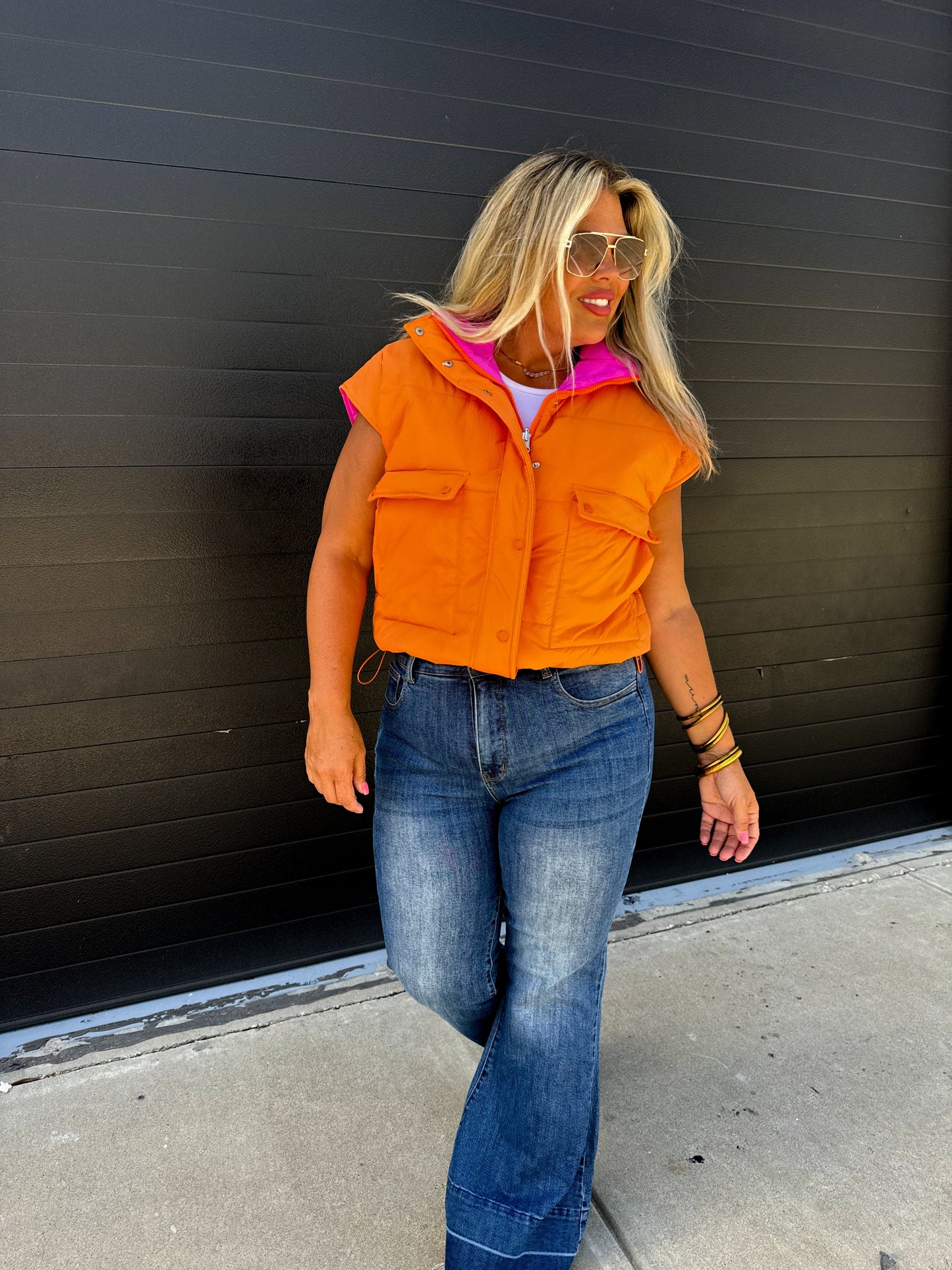 All You Reversible Puffer Vest (Pk/Orange)
