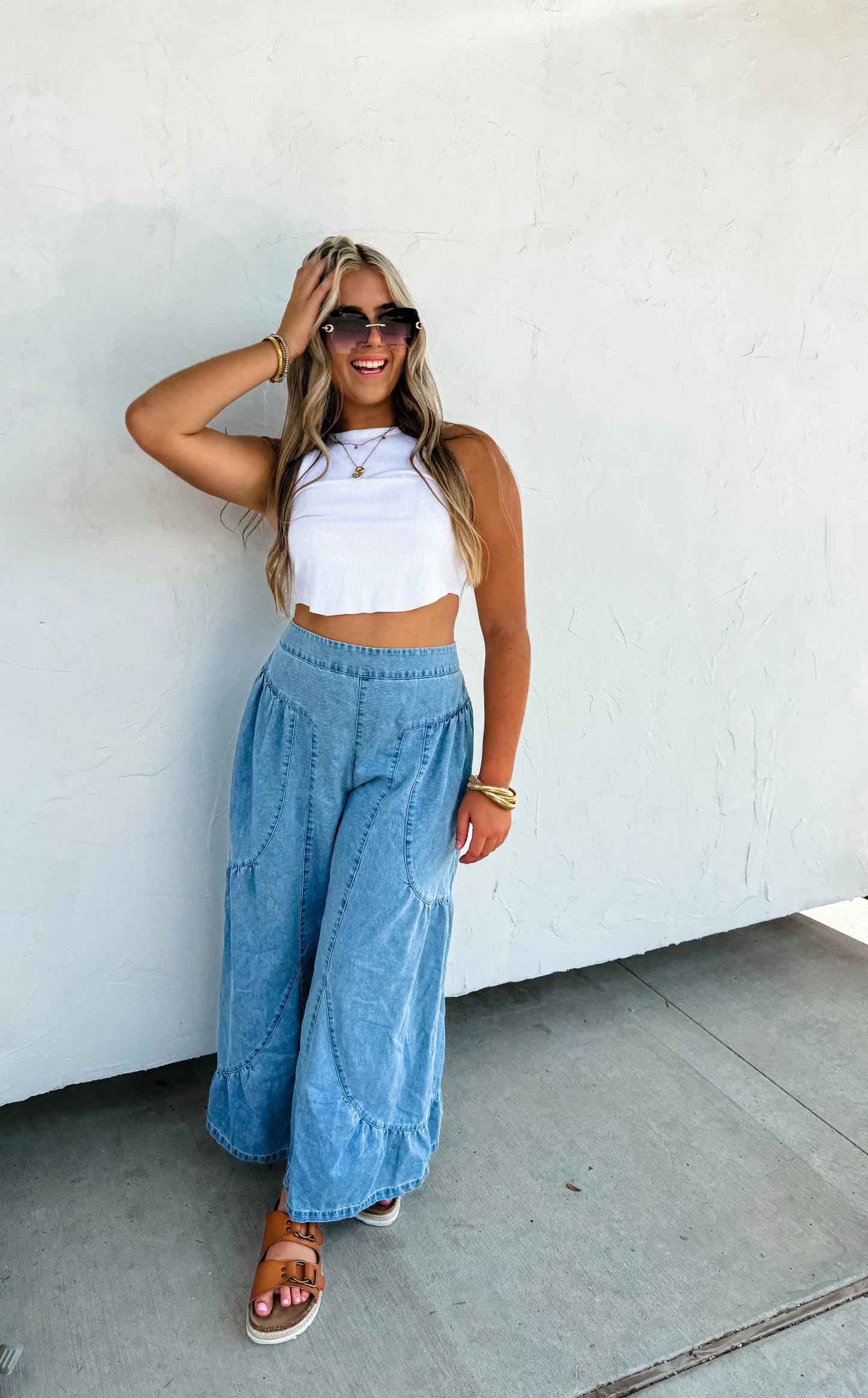 Libby (Lt Wash) Boho Palazzo Jeans