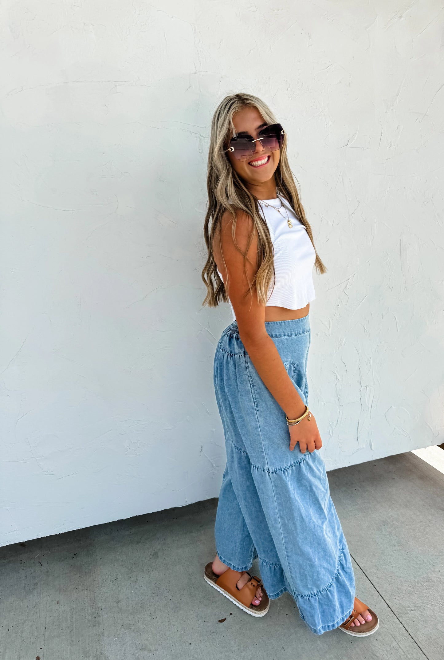 Libby (Lt Wash) Boho Palazzo Jeans