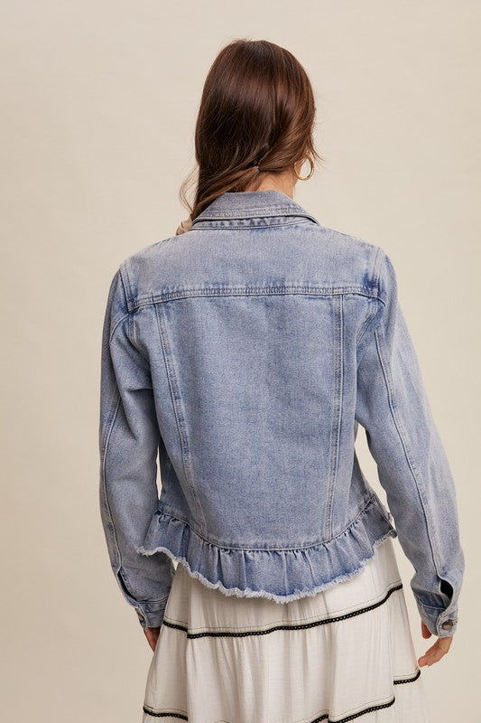 Respectfully So Ruffle Hem Denim Jacket