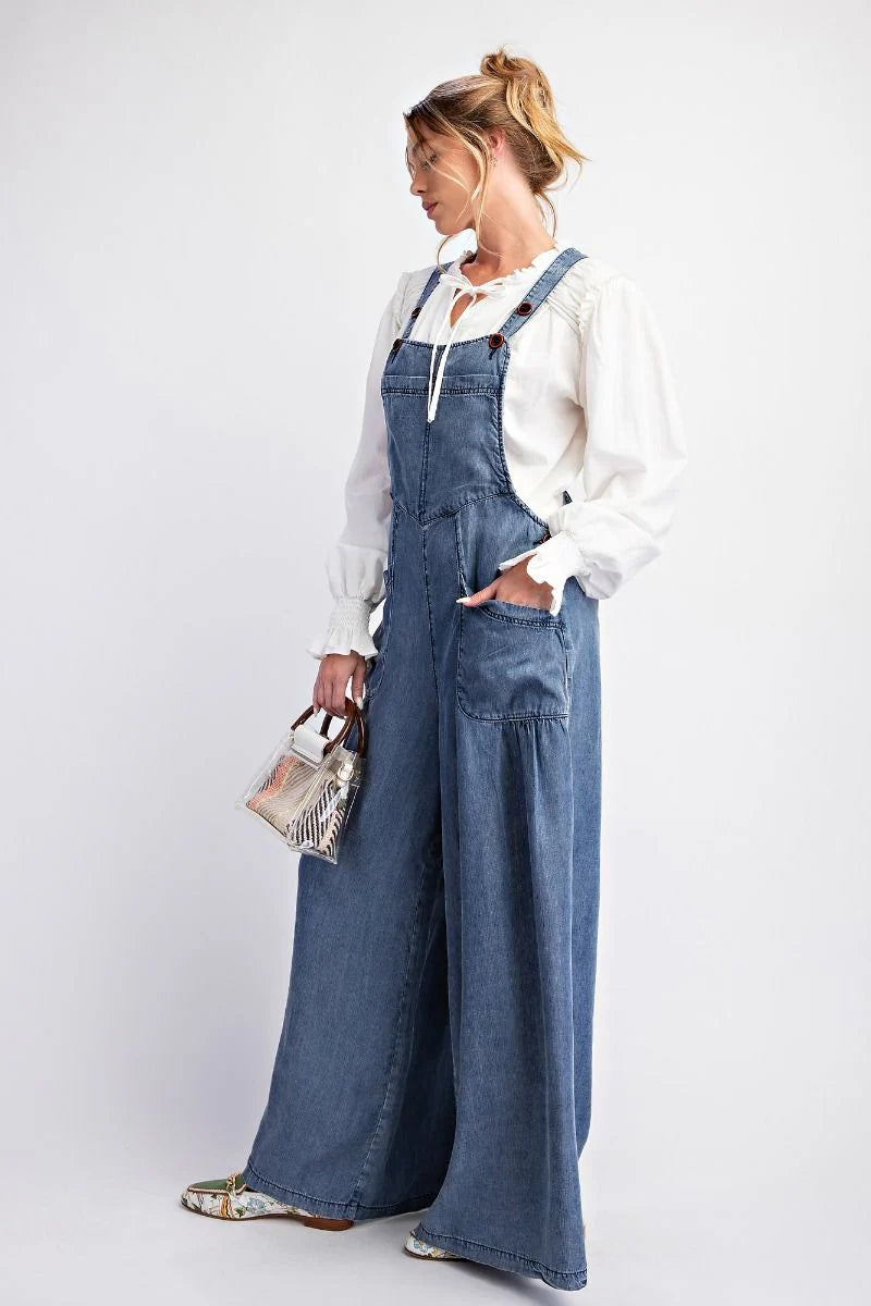 Moving On (Dark) Tencel Wide Leg Overalls