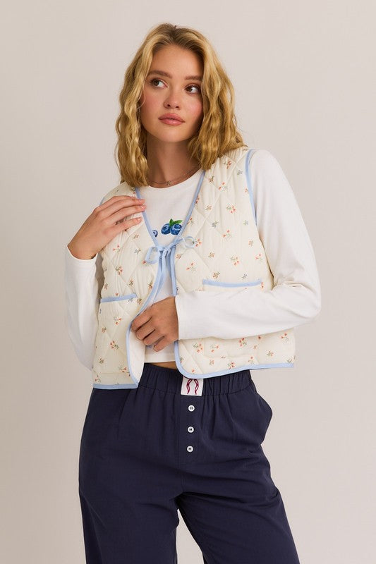 Morning Glory Floral Quilted Vest