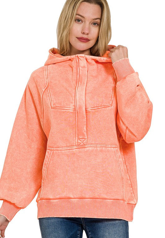 Willow Woods (Coral) Washed Hoodie