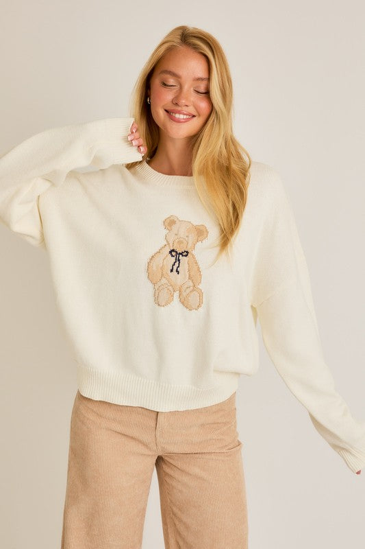 Beary Trendy (Ivory) Teddy Bear Sweater