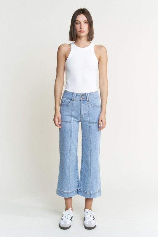 Off the Clock by Mica Wide Crop Jeans