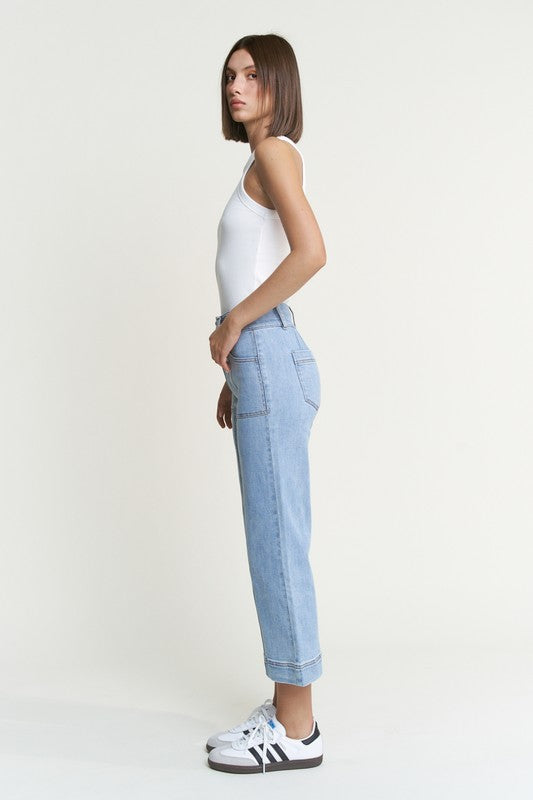 Off the Clock by Mica Wide Crop Jeans