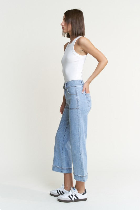 Off the Clock by Mica Wide Crop Jeans