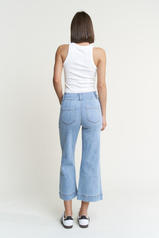 Off the Clock by Mica Wide Crop Jeans