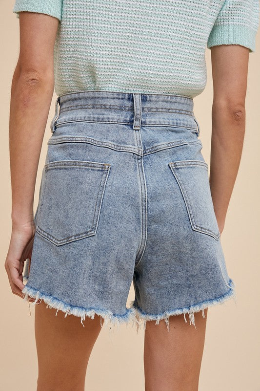 Double Down Two Button Denim Shorts