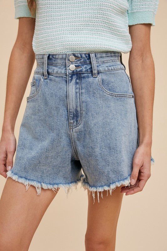 Double Down Two Button Denim Shorts
