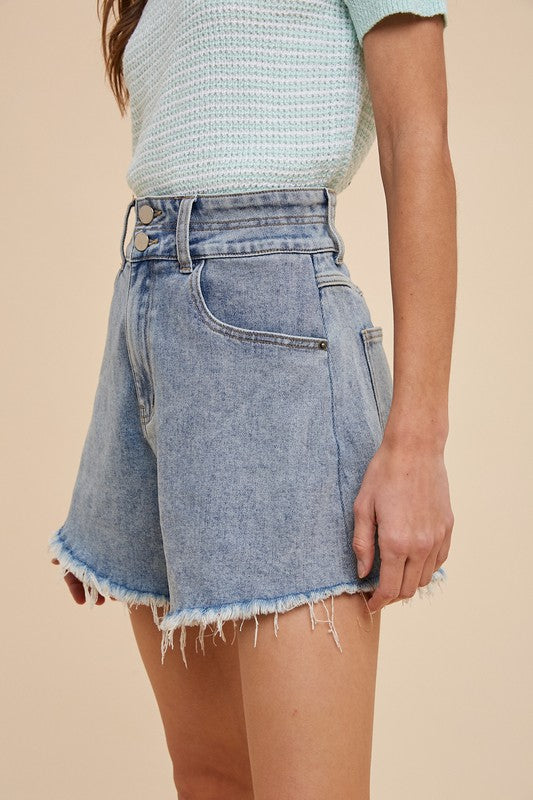 Double Down Two Button Denim Shorts