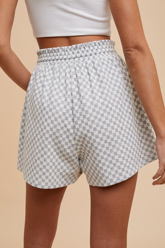 Checkered Past (Grey) Check Knit Shorts