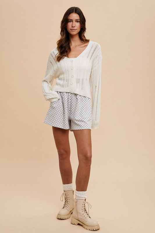 Checkered Past (Grey) Check Knit Shorts