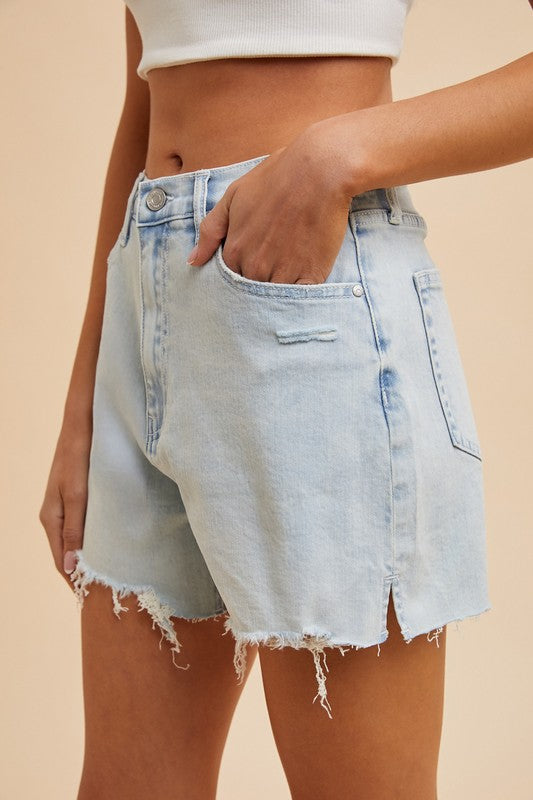 Sun Seeker (Light) Split Hem Denim Shorts