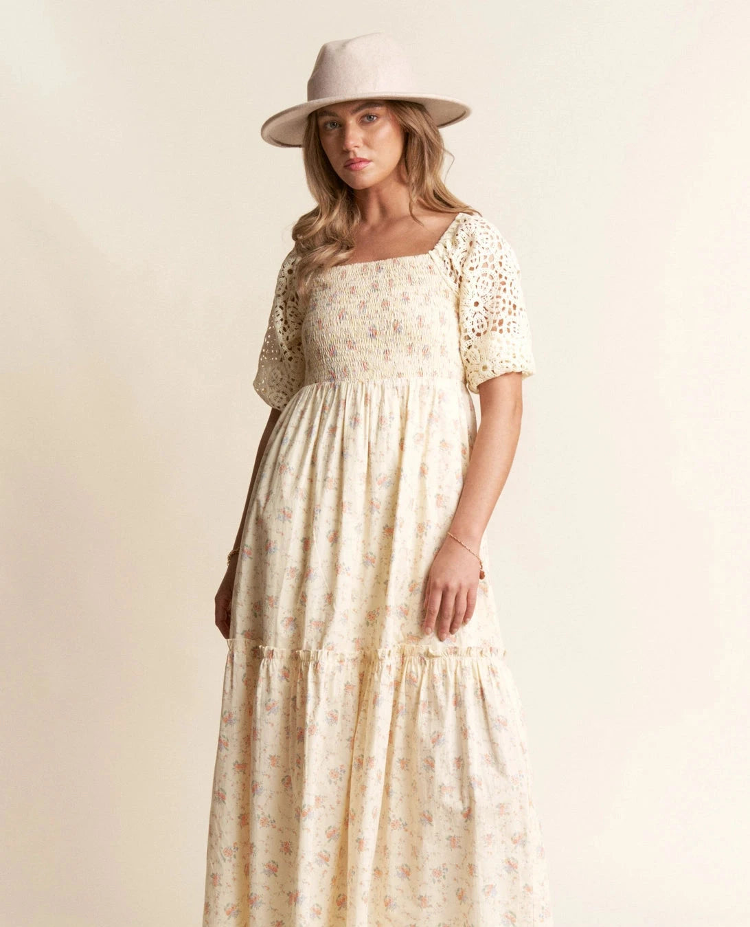 Bridge Over Water Crochet Sleeve Dress