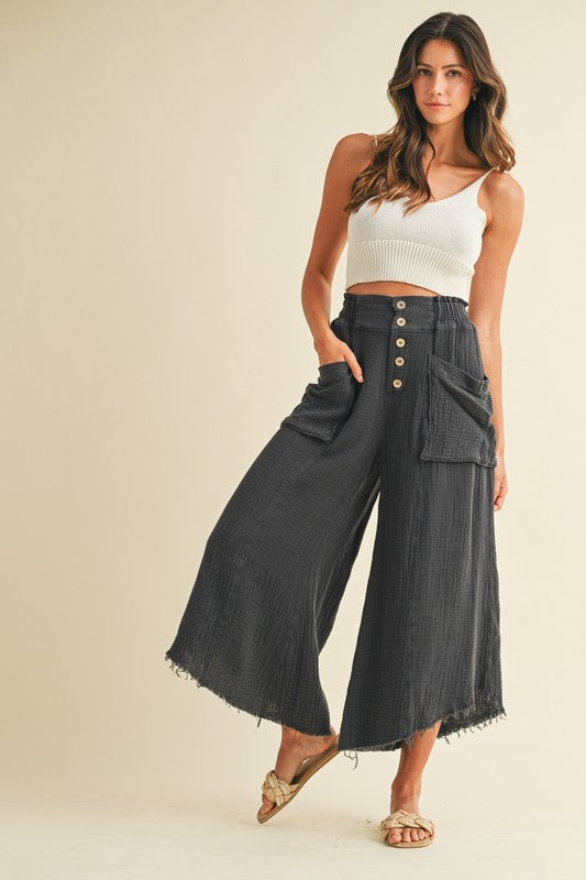 Starting Over (Charcoal) Crop Gauze Pants