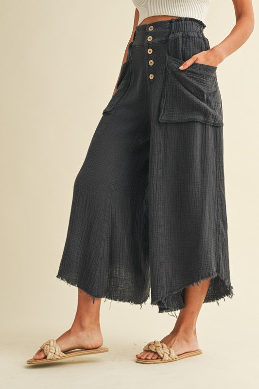 Starting Over (Charcoal) Crop Gauze Pants