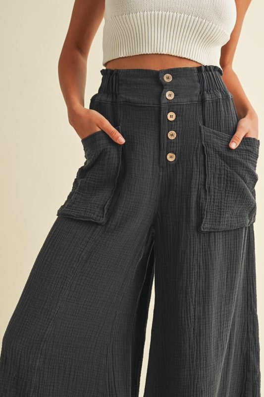 Starting Over (Charcoal) Crop Gauze Pants