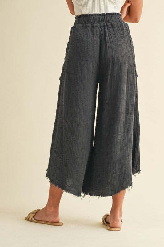 Starting Over (Charcoal) Crop Gauze Pants