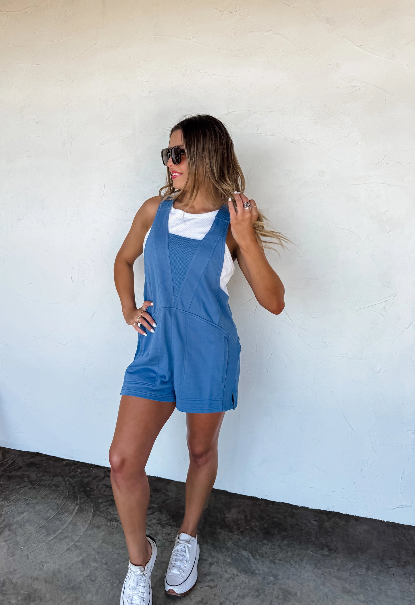 Fun Times (Blue) Shorts Romper