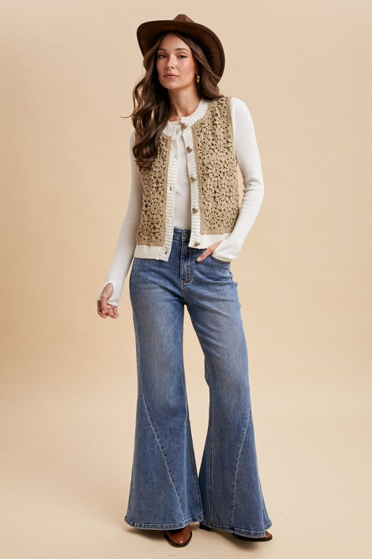 Crochet Cutie (Lt Olive) Sweater Vest