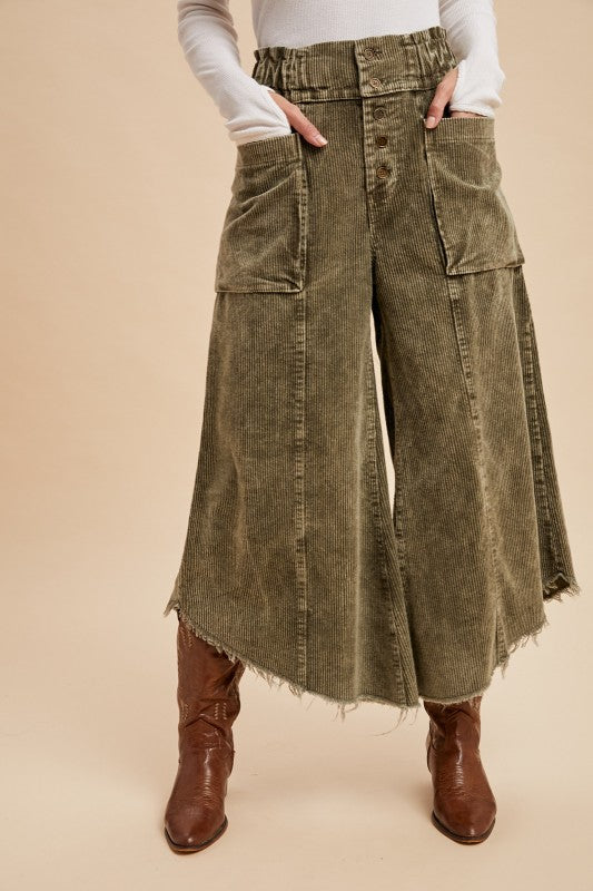 Inspiration Point (Olive) Crop Cord Pants