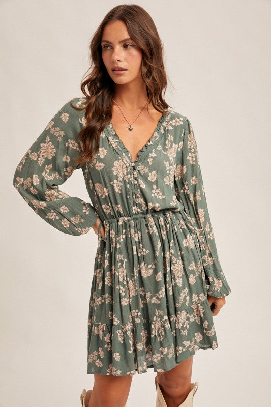 Take Time (Hunter Grn) Floral Dress
