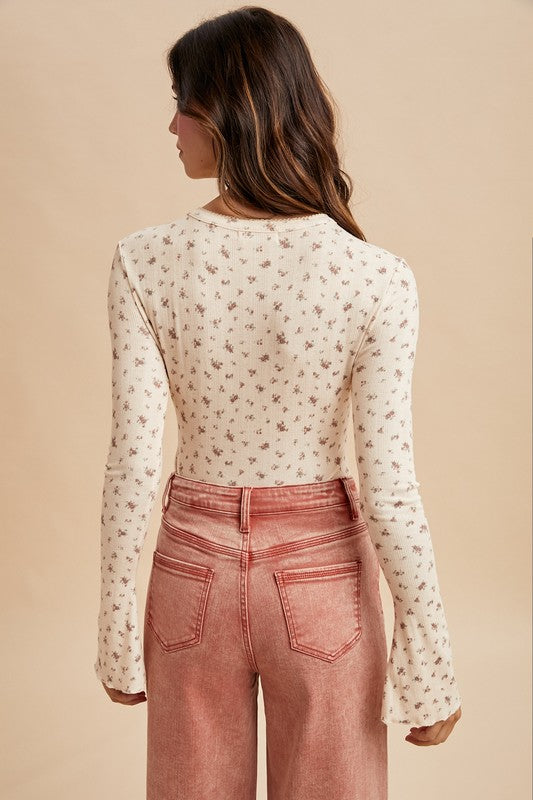 Roaming Roots Floral Henley Bodysuit