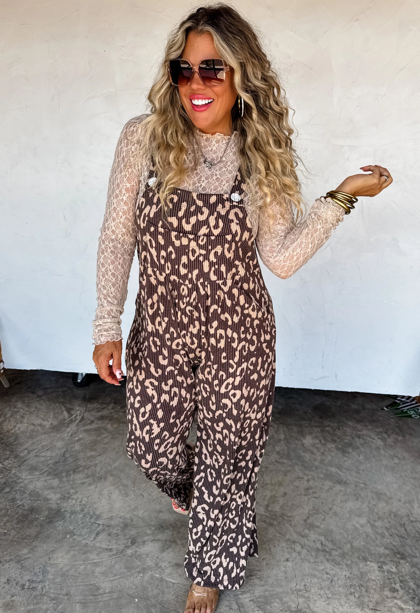 Wild Flair Cheetah Ribbed Overalls