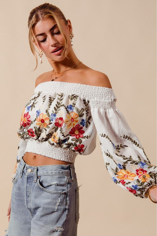 Festival Fever Floral Embroidered Crop Top