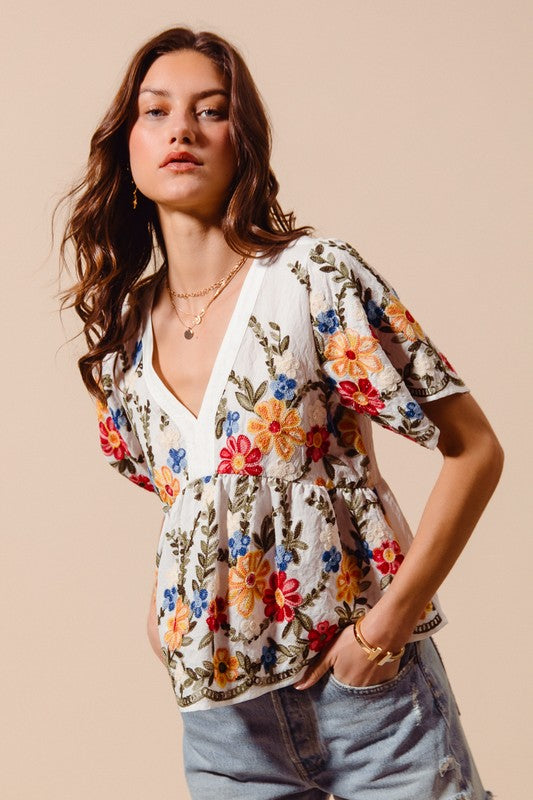 Gorgeous Garden Floral Embroidery Blouse