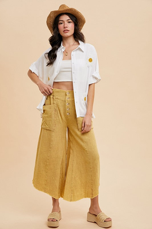 Starting Over (Marigold) Crop Gauze Pants