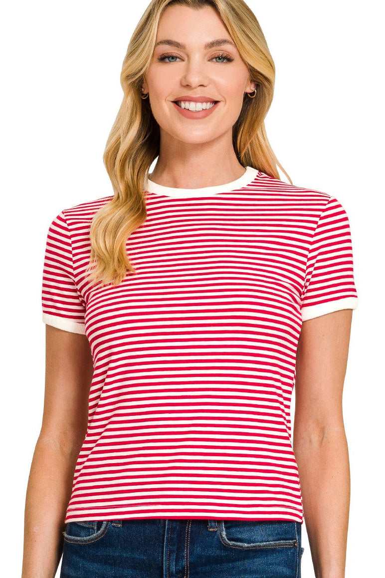 Top Tier (Red) Stripe SS Top