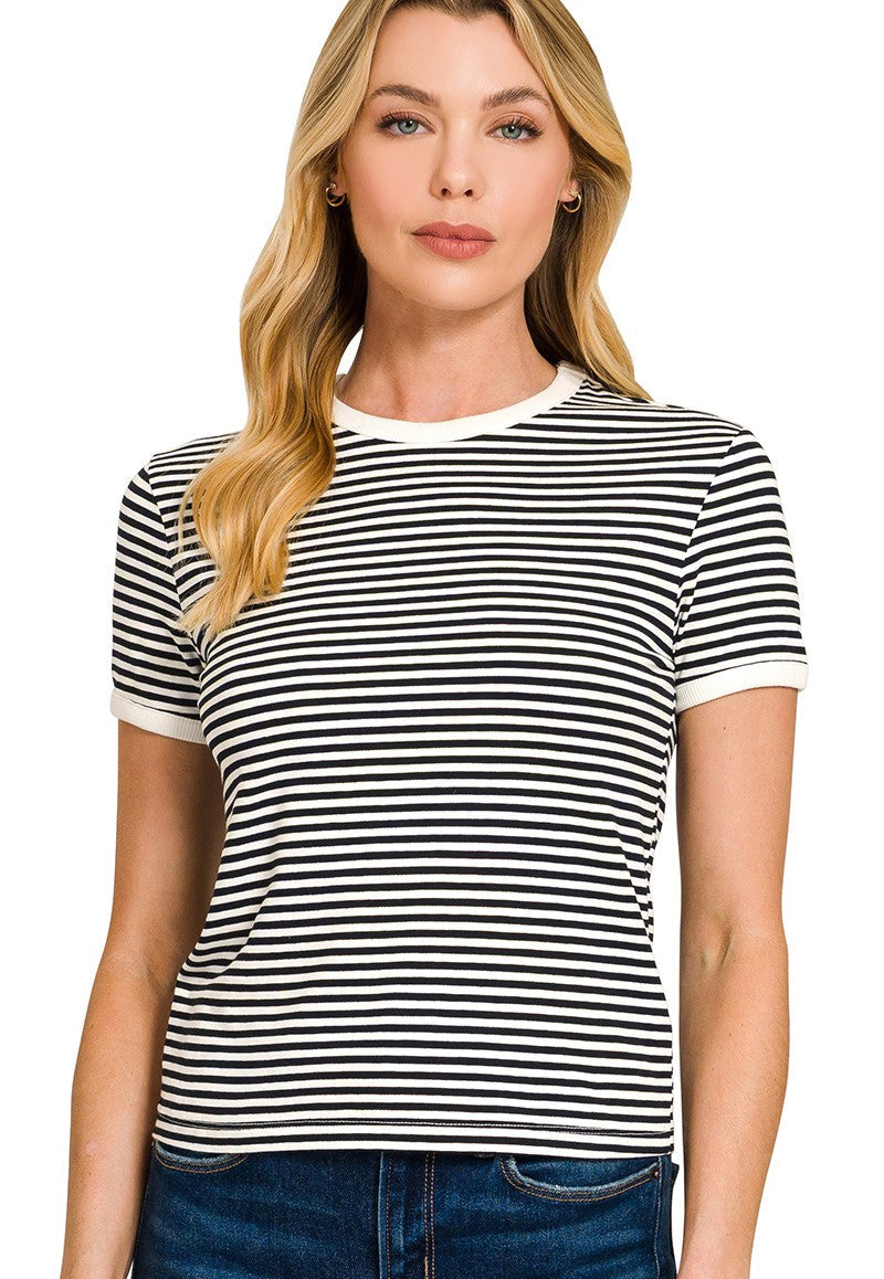 Top Tier (Black) Stripe SS Top