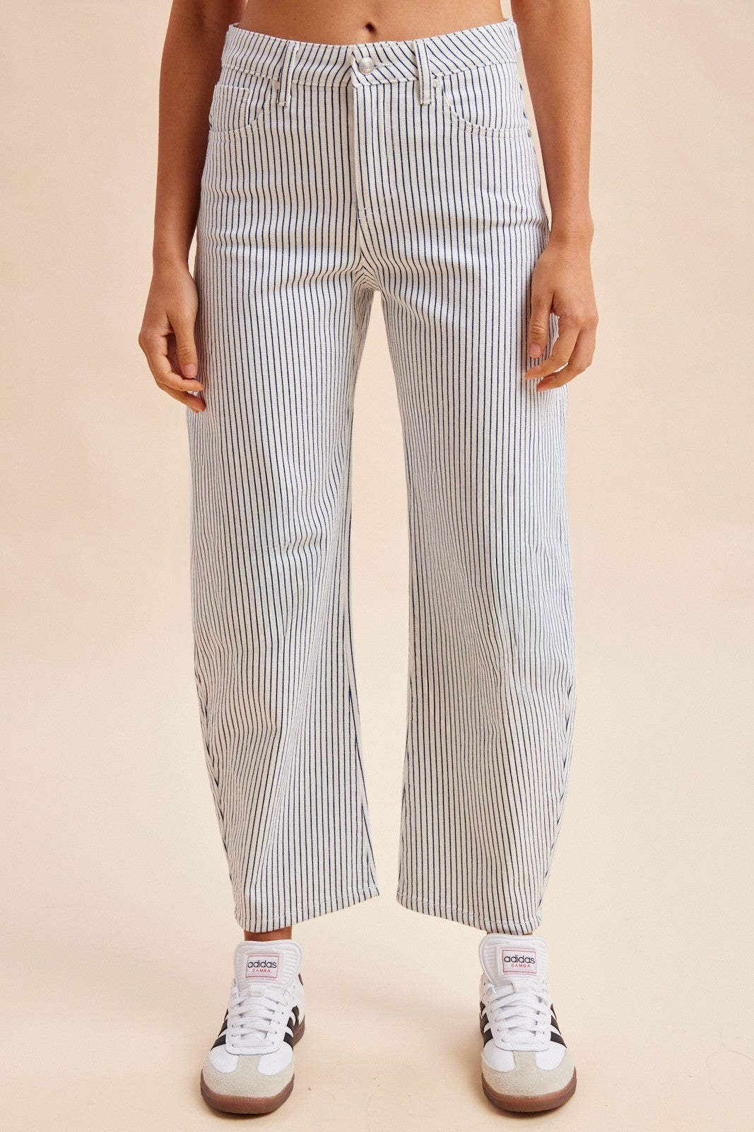 Flip Of A Coin Pinstripe Barrel Jeans
