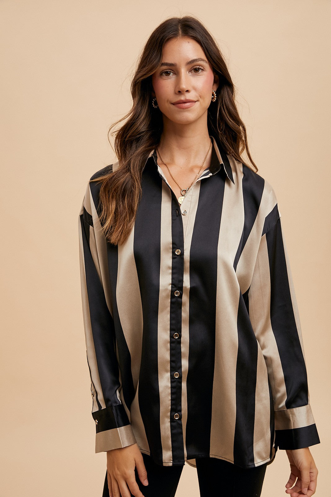Taylor Wide Stripe Satin Blouse