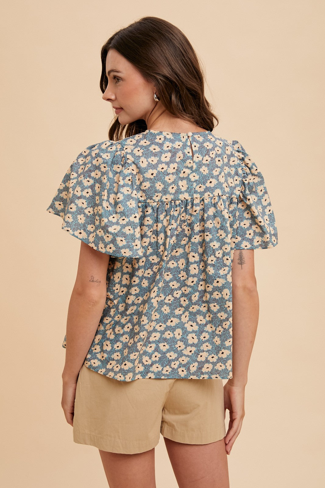 Gabby (Blue) Floral Print Woven Top